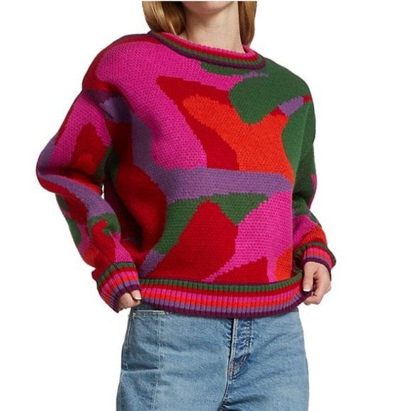 Farm Rio Abstract Color Block Sweater 